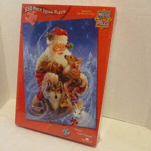 Master Piece NEW Christmas Santa Animals Medium Black White Red Sealed Puzzle